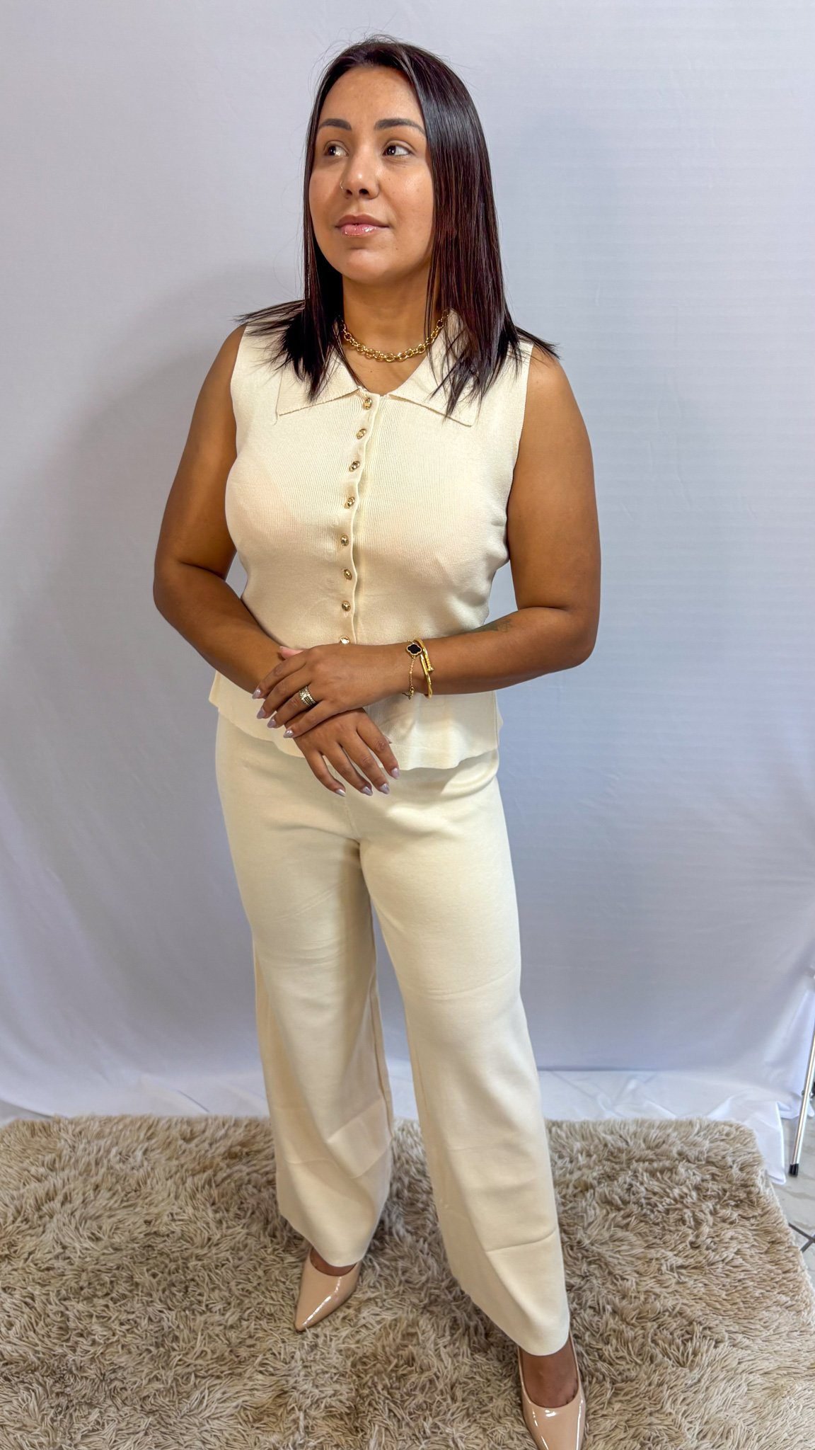 Conjunto modal branca sem manga