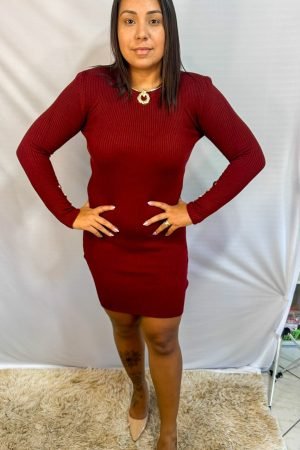 Vestido modal bordô claro