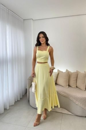 conjunto saia c/ cropped